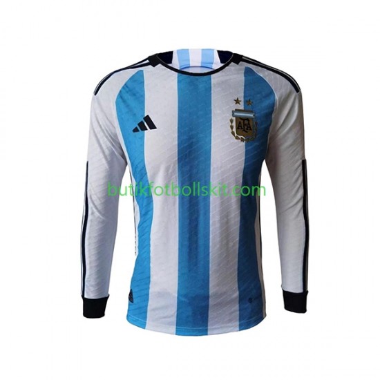 Argentina Män Hemma Matchtröja World Cup 2022 Långärmad