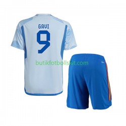 Spanien Gavi 9 Barn Borta Matchtröja World Cup 2022 Kortärmad