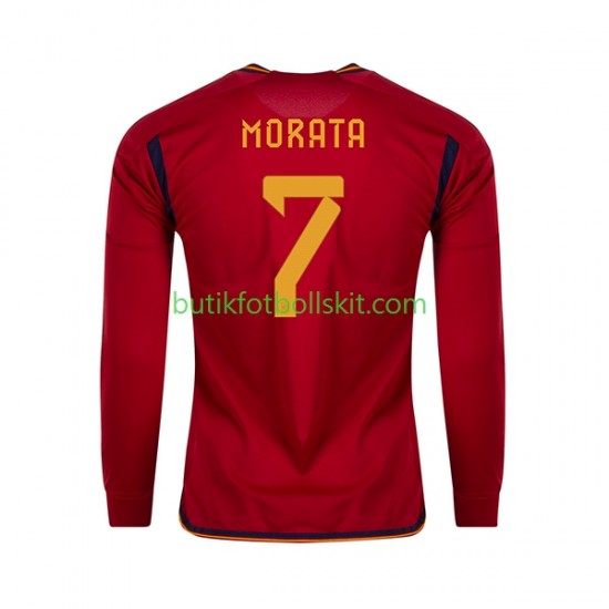 Spanien MORATA 7 Män Hemma Matchtröja World Cup 2022 Långärmad