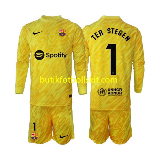 FC Barcelona Ter Stegen 1 Målvakt Barn Borta Matchtröja 2024/25 Långärmad