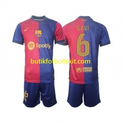 FC Barcelona UCL Font Gavi 6 Barn Hemma Matchtröja 2024/25 Kortärmad