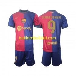 FC Barcelona UCL Font Robert Lewandowski 9 Barn Hemma Matchtröja 2024/25 Kortärmad