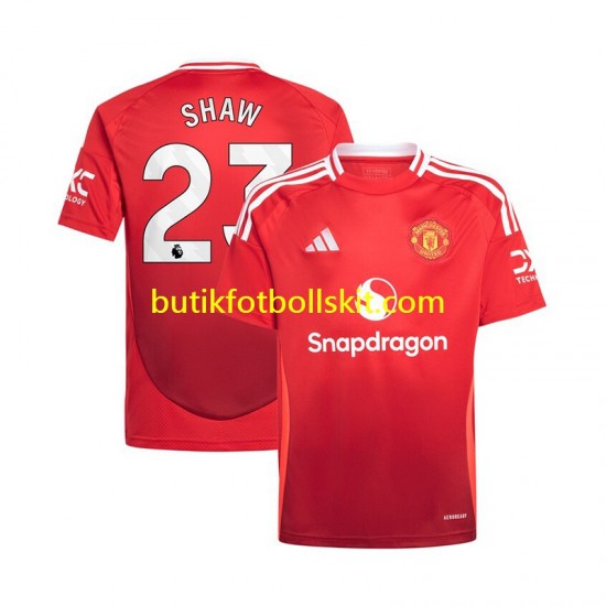 Manchester United Luke Shaw 23 Män Hemma Matchtröja 2024/25 Kortärmad