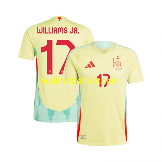 Spanien WILLIAMS JR 17 Män Borta Matchtröja Euro 2024 Kortärmad
