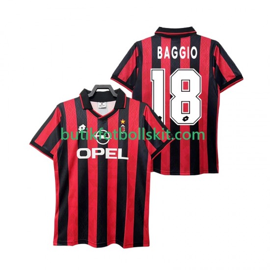 AC Milan BAGGIO 18 1995 1996 Retro Män Hemma Matchtröja Kortärmad