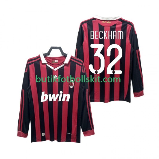 AC Milan BECKHAM 32 2009 Retro Män Hemma Matchtröja 2010 Långärmad