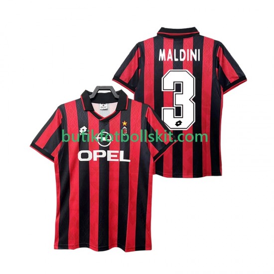 AC Milan MALDINI 3 1995 1996 Retro Män Hemma Matchtröja Kortärmad