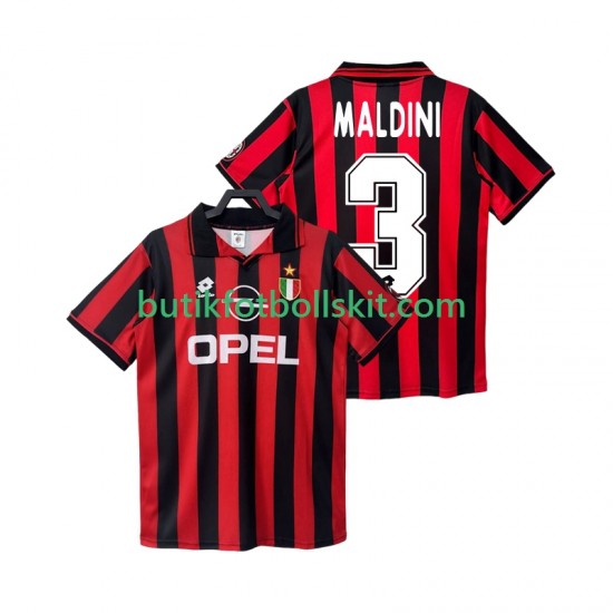 AC Milan MALDINI 3 1996 1997 Retro Män Hemma Matchtröja Kortärmad