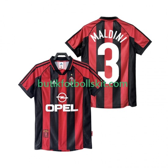 AC Milan MALDINI 3 Retro Män Hemma Matchtröja 1999 1998 Kortärmad