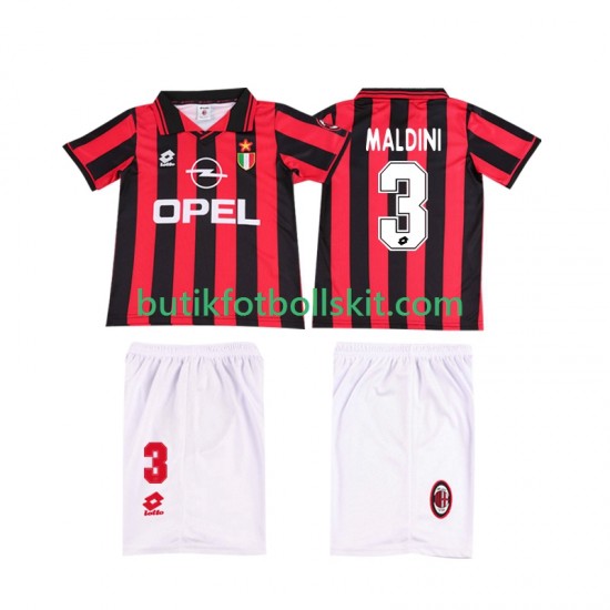 AC Milan MALDINI 3 1996 1997 Retro Barn Hemma Matchtröja Kortärmad