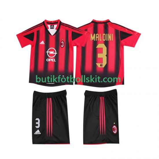 AC Milan MALDINI 3 2005 Retro Barn Hemma Matchtröja 2004 Kortärmad