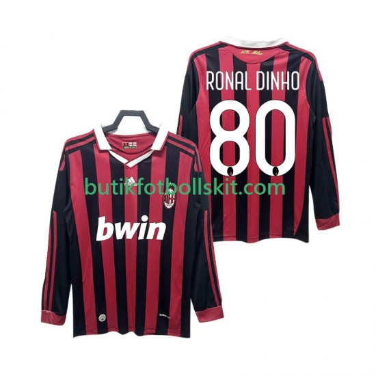 AC Milan RONALDINHO 80 2009 Retro Män Hemma Matchtröja 2010 Långärmad