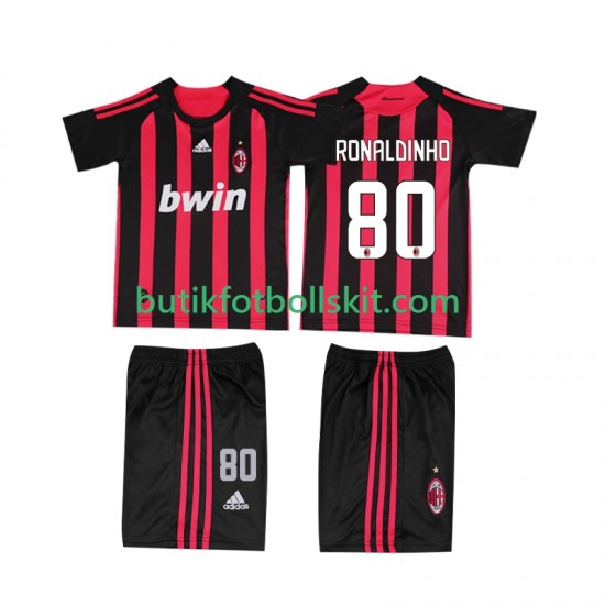 AC Milan RONALDINHO 80 2009 Retro Barn Hemma Matchtröja 2008 Kortärmad
