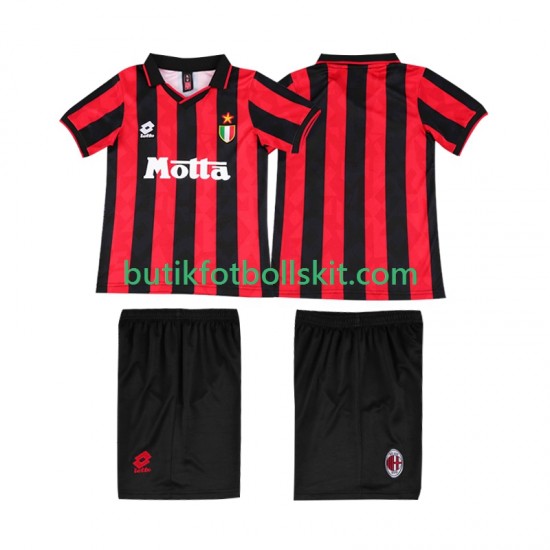 AC Milan 1993 1994 Retro Barn Hemma Matchtröja Kortärmad