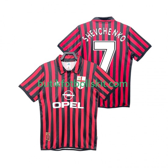 AC Milan SHEVCHENKO 7 2000 Retro Män Hemma Matchtröja 1999 Kortärmad