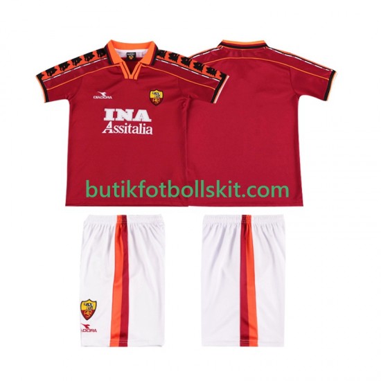 AS Roma Retro Barn Hemma Matchtröja 1999 1998 Kortärmad