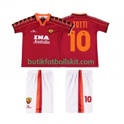 AS Roma TOTTI 10 Retro Barn Hemma Matchtröja 1999 1998 Kortärmad