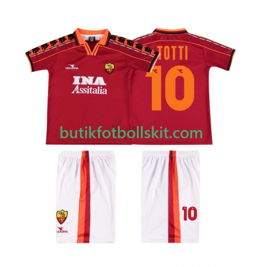 AS Roma TOTTI 10 Retro Barn Hemma Matchtröja 1999 1998 Kortärmad