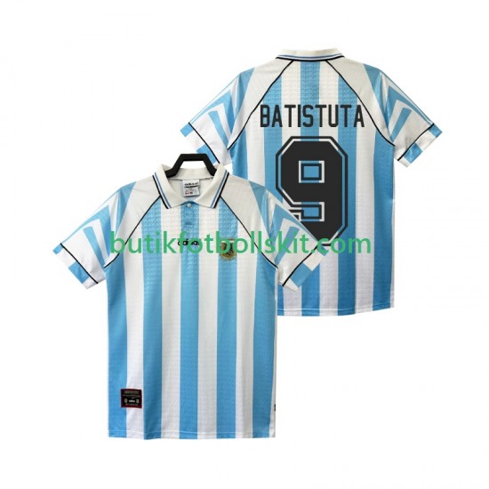 Argentina BATISTUTA 9 1996 1997 Retro Män Hemma Matchtröja Kortärmad