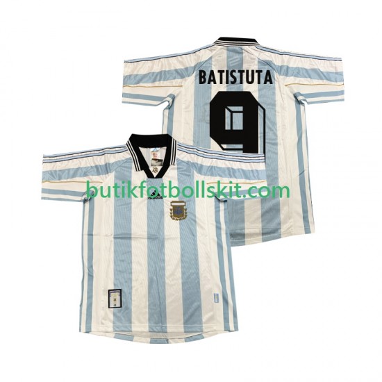 Argentina BATISUTA 9 Retro Män Hemma Matchtröja 1998 Kortärmad