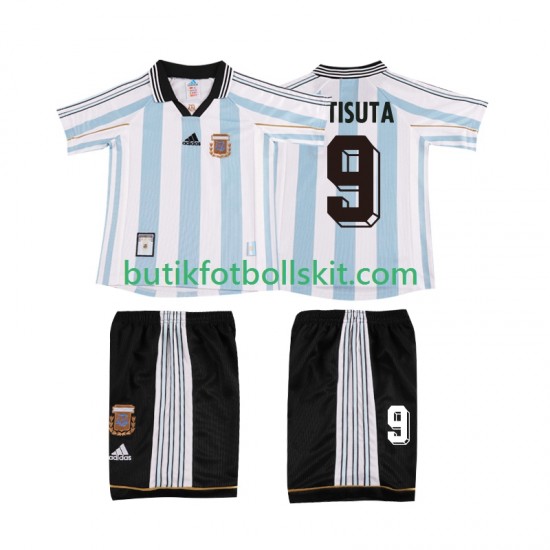 Argentina BATISUTA 9 Retro Barn Hemma Matchtröja 1998 Kortärmad