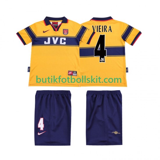Arsenal VIEIRA 4 1997 Retro Barn Borta Matchtröja 1999 Kortärmad