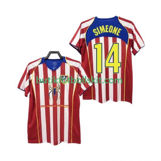 Atlético Madrid SIMEONE 14 2005 Retro Män Hemma Matchtröja 2004 Kortärmad