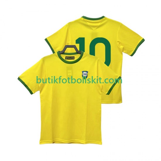 Brasilien 10 1970 Retro Män Hemma Matchtröja Kortärmad