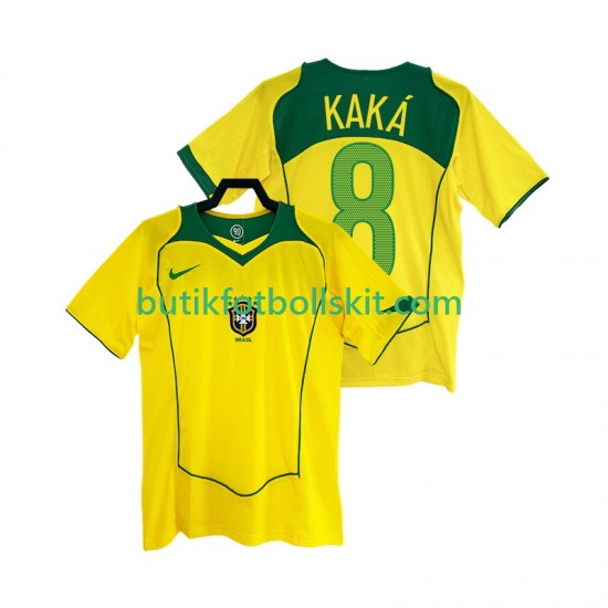 Brasilien KAKA 8 Retro Män Hemma Matchtröja 2004 Kortärmad