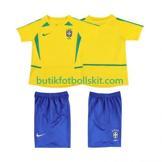 Brasilien Retro Barn Hemma Matchtröja 2002 Kortärmad