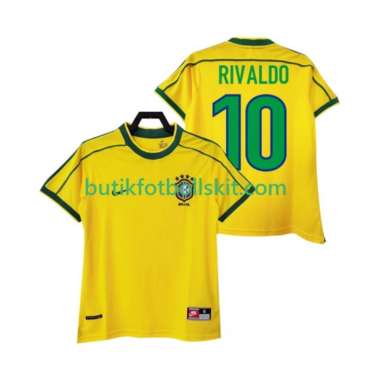Brasilien RIVALDO 10 Retro Män Hemma Matchtröja 1998 Kortärmad