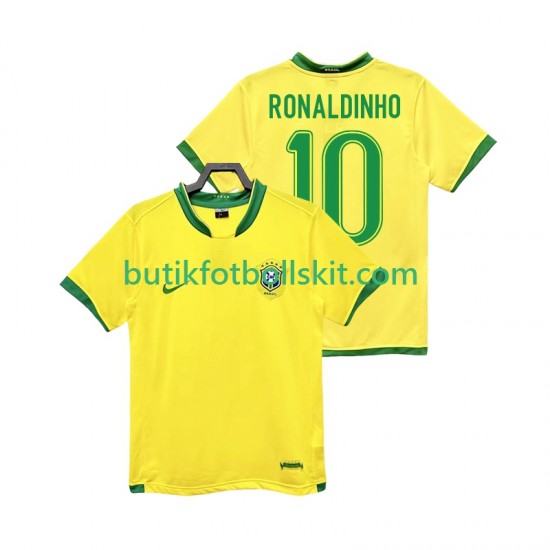 Brasilien RONALDINHO 10 Retro Män Hemma Matchtröja 2006 Kortärmad