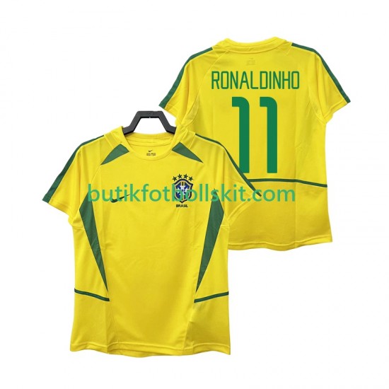 Brasilien RONALDINHO 11 Retro Män Hemma Matchtröja 2002 Kortärmad
