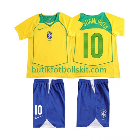 Brasilien RONALOINHO 10 Retro Barn Hemma Matchtröja 2004 Kortärmad