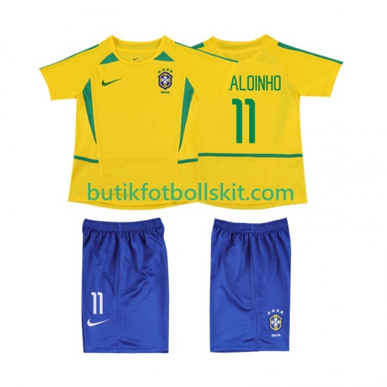 Brasilien RONALOINHO 11 Retro Barn Hemma Matchtröja 2002 Kortärmad