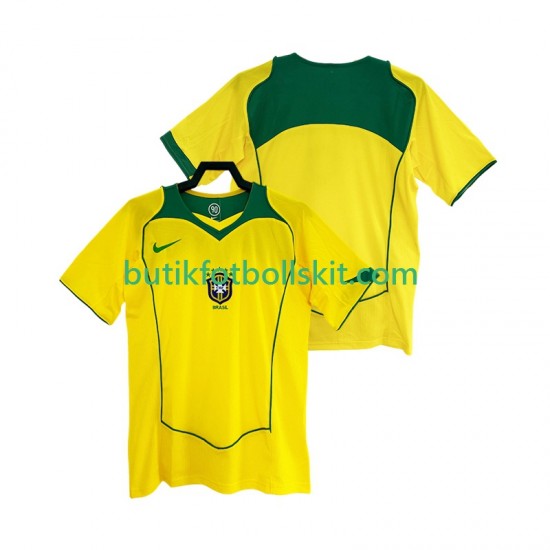 Brasilien Retro Män Hemma Matchtröja 2004 Kortärmad