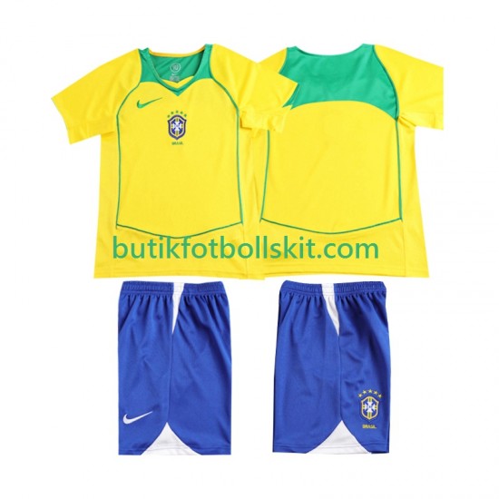 Brasilien Retro Barn Hemma Matchtröja 2004 Kortärmad