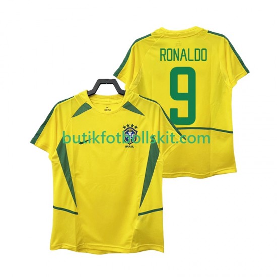 Brasilien Ronaldo 9 Retro Män Hemma Matchtröja 2002 Kortärmad