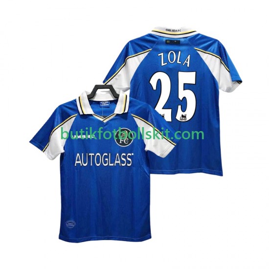 Chelsea ZOLA 25 1997 Retro Män Hemma Matchtröja 1999 Kortärmad