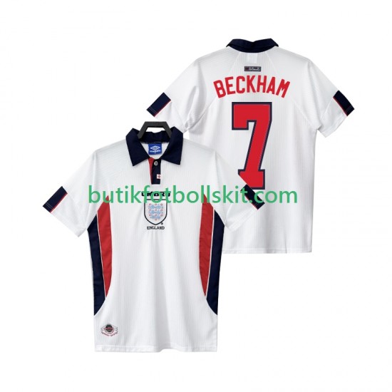 England BECKHAM 7 Retro Män Hemma Matchtröja 1998 Kortärmad