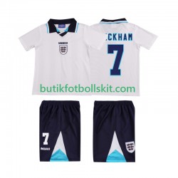 England Beckham 7 1996 Retro Barn Hemma Matchtröja Kortärmad