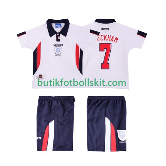 England Beckham 7 Retro Barn Hemma Matchtröja 1998 Kortärmad