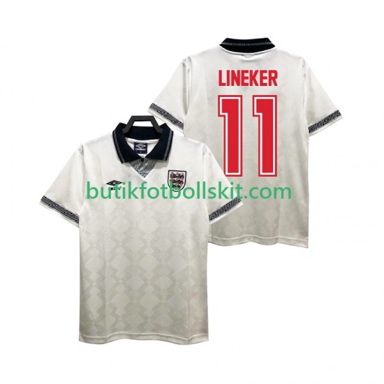 England LINEKER 11 1990 Retro Män Hemma Matchtröja Kortärmad