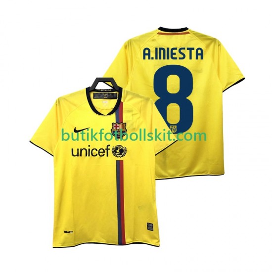 FC Barcelona A INIESTA 8 2009 Retro Män Borta Matchtröja 2008 Kortärmad