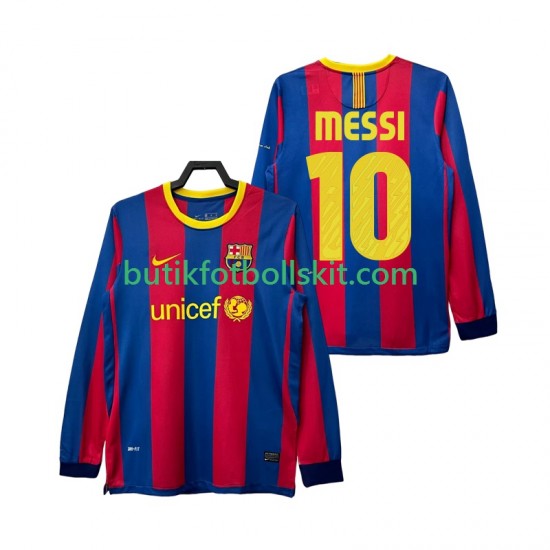 FC Barcelona Lionel Messi 10 Retro Män Hemma Matchtröja 2011 2010 Långärmad