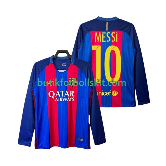 FC Barcelona Lionel Messi 10 2016 2017 Retro Män Hemma Matchtröja Långärmad