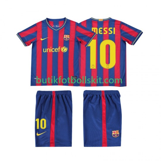FC Barcelona Lionel Messi 10 2009 Retro Barn Hemma Matchtröja 2010 Kortärmad