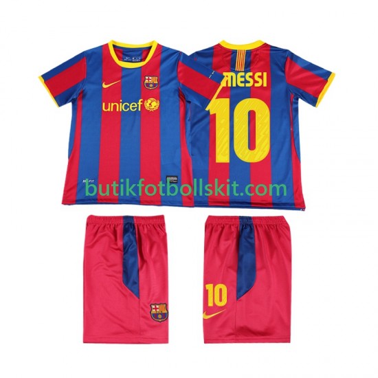 FC Barcelona Lionel Messi 10 Retro Barn Hemma Matchtröja 2011 2010 Kortärmad