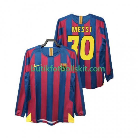 FC Barcelona Lionel Messi 30 2005 Retro Män Hemma Matchtröja 2006 Långärmad