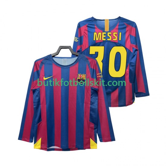 FC Barcelona Lionel Messi 30 Champions League 2005 Retro Män Hemma Matchtröja 2006 Långärmad